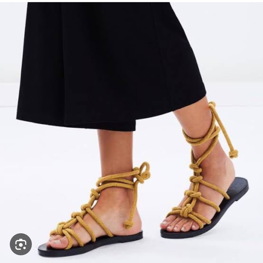 Mango Rope Knot Sandals, Khaki, Size 6